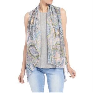 Coco+Carmen Womens Lily Chiffon Vest, One Size, NWT, Color: Soft Paisley